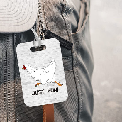 LT289 JUST Run! Novelty Funny Unique Designer Gift Glossy Plastic Suitcase Luggage Tag