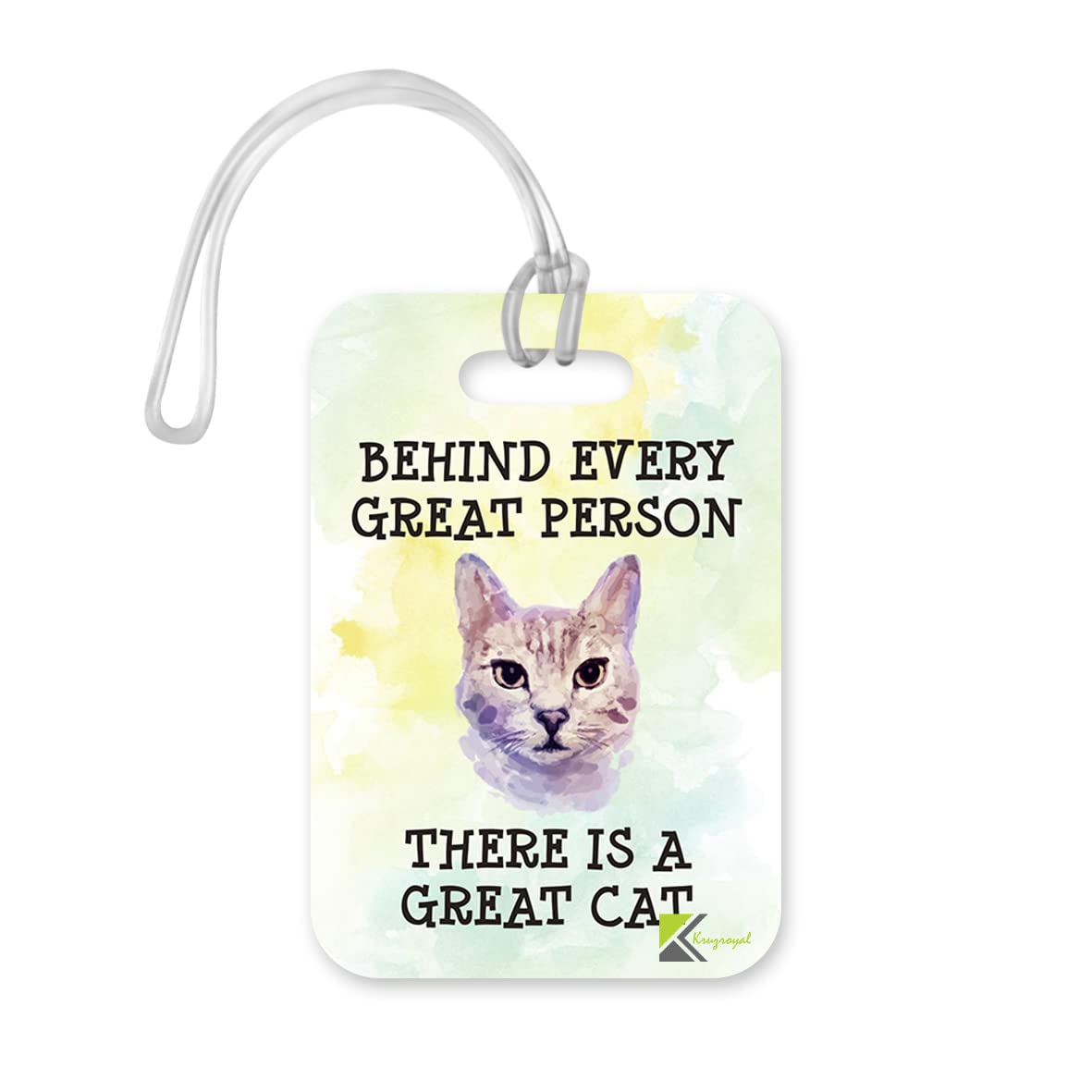 LT228 Behind Every Great Person There is A Great Cat Novelty Funny Unique Designer Gift Glossy Plastic Suitcase Luggage Tag