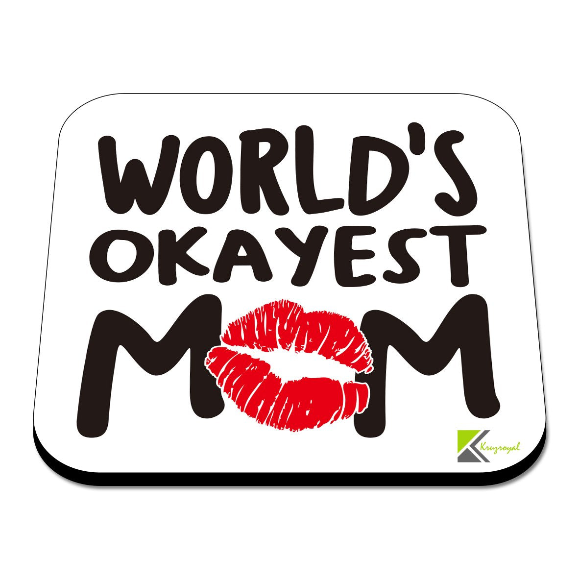 CS548 World's Okayest Mom Novelty Funny Coffee Tea Drink Gift Glossy MDF Wooden Coaster