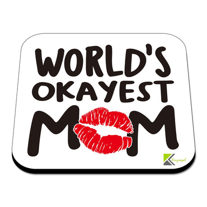 CS548 World's Okayest Mom Novelty Funny Coffee Tea Drink Gift Glossy MDF Wooden Coaster