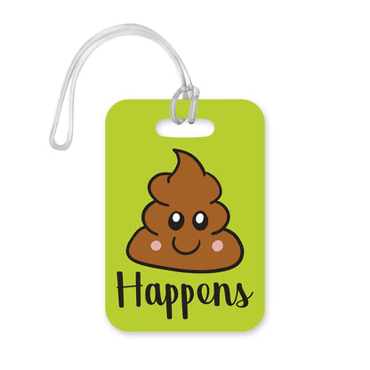 LT044 Shit Happens Novelty Funny Unique Designer Gift Glossy Plastic Suitcase Luggage Tag