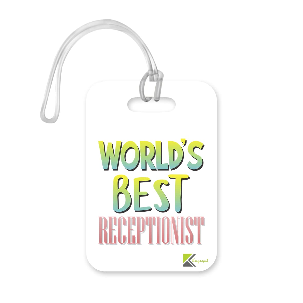 LT486 World's Best Receptionist Novelty Funny Unique Designer Gift, Suitcase, Glossy Plastic Luggage Tag for Receptionist