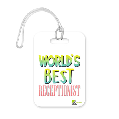 LT486 World's Best Receptionist Novelty Funny Unique Designer Gift, Suitcase, Glossy Plastic Luggage Tag for Receptionist