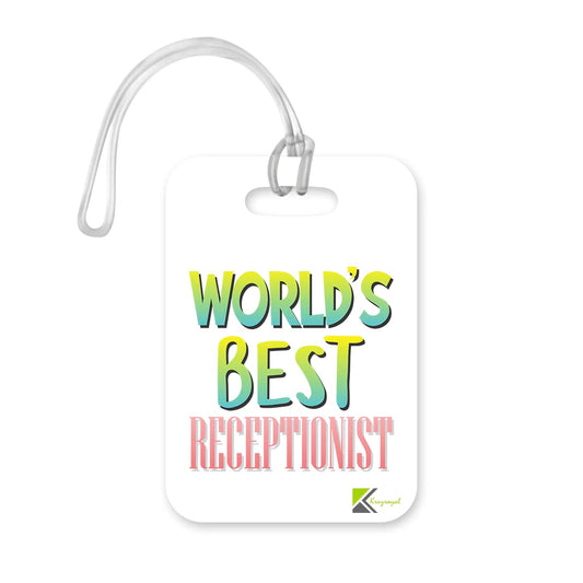 LT486 World's Best Receptionist Novelty Funny Unique Designer Gift, Suitcase, Glossy Plastic Luggage Tag for Receptionist