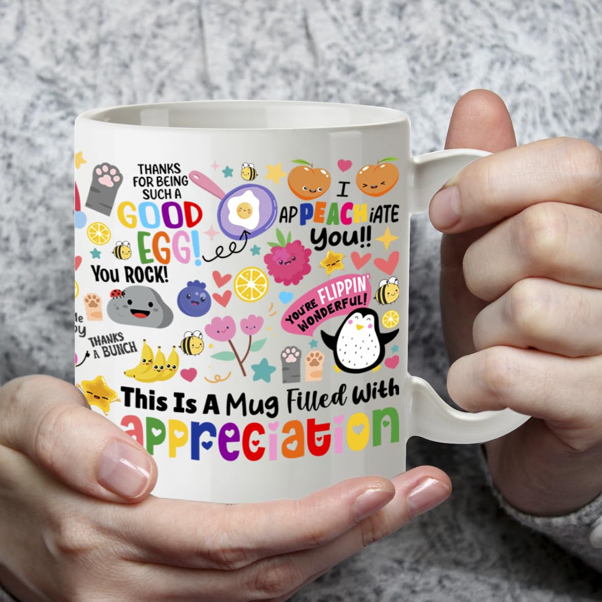 Kruzroyal Appreciation Mug 11oz | Funny Thank You Gift for Colleague, Teacher, Friends, Boss | Inspirational Ceramic Coffee Cup with Food Puns | Dishwasher & Microwave Safe
