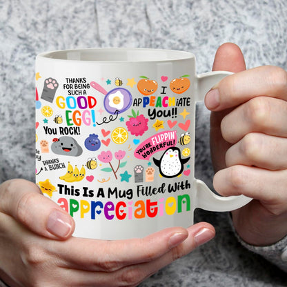 Kruzroyal Appreciation Mug 11oz | Funny Thank You Gift for Colleague, Teacher, Friends, Boss | Inspirational Ceramic Coffee Cup with Food Puns | Dishwasher & Microwave Safe