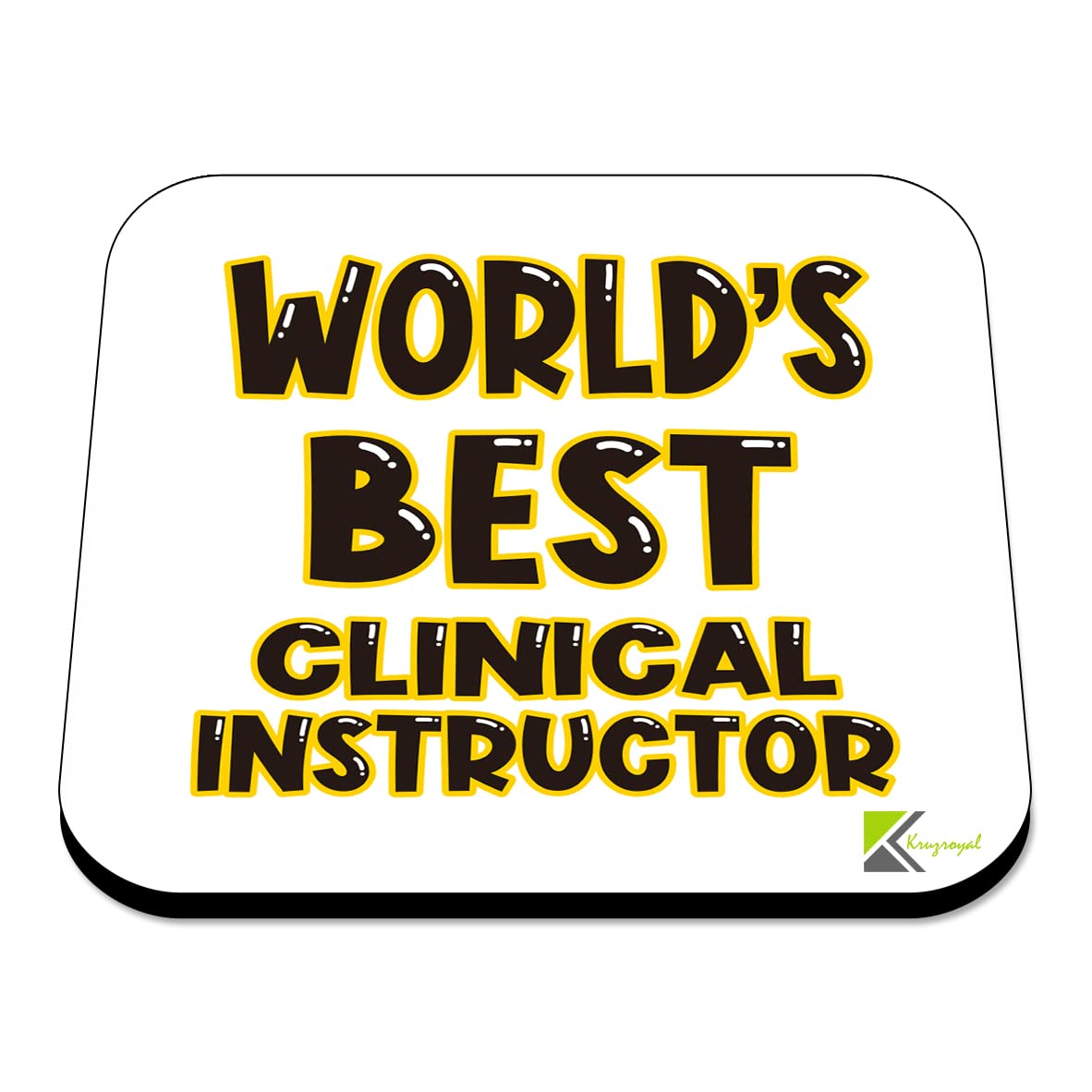 WB022 World's Best Clinical Instructor MDF Wooden Coaster by Kruzroyal | Gift for Clinical Instructor | Unique Novelty Present | 9cm x 9cm | Coffee Tea MDF Wooden Coaster