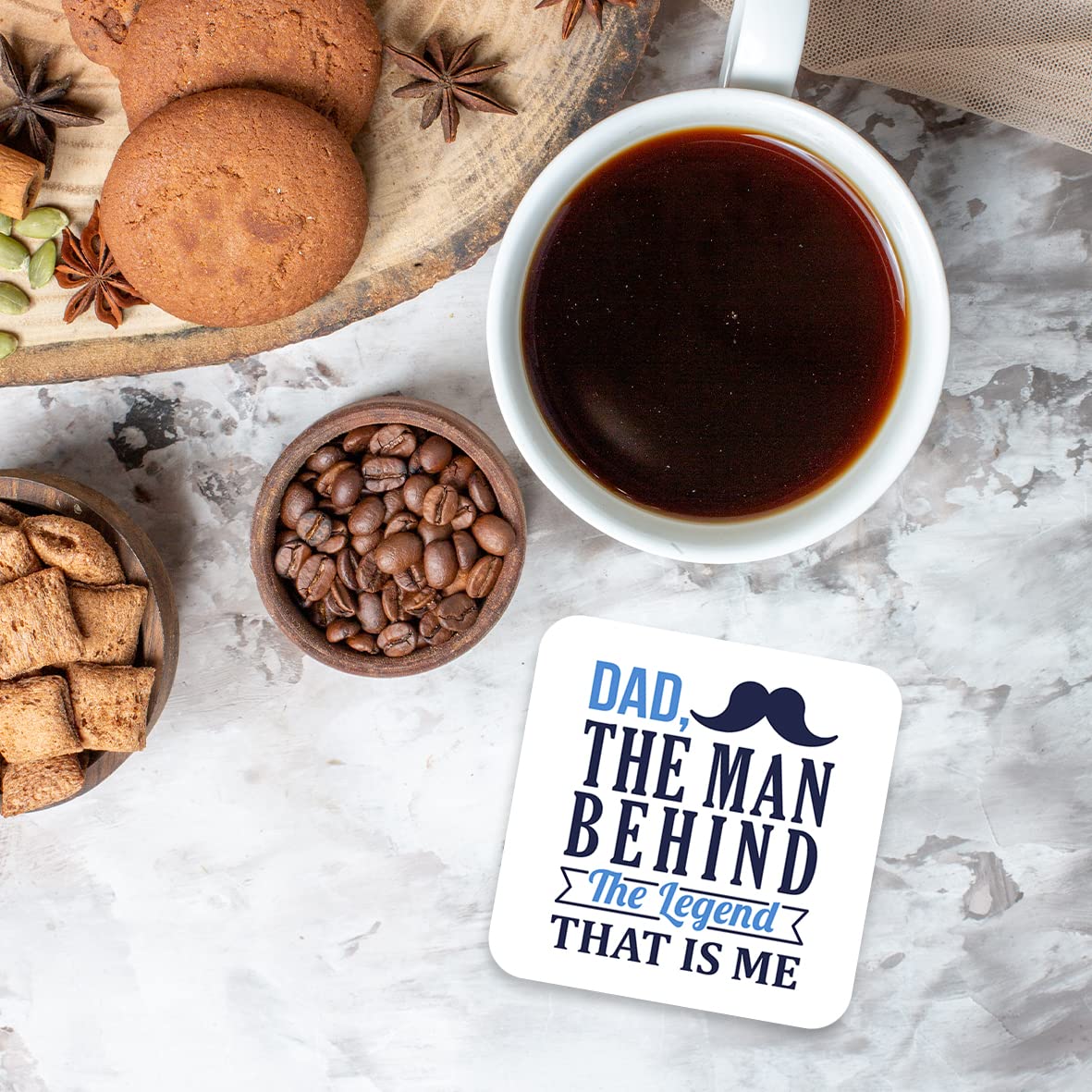 CS709 Dad, The Man Behind The Legend That is Me Novelty Funny Coffee Tea Drink Gift Glossy MDF Wooden Coaster