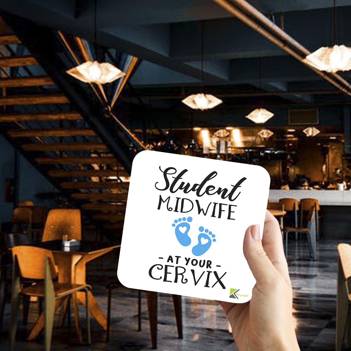 CS971 Student midwife - at your cervix Novelty Funny Coffee Tea Drink Gift Glossy MDF Wooden Coaster | Gifts for Student Midwives, Nurses, Doulas – Thank You & Graduation Present