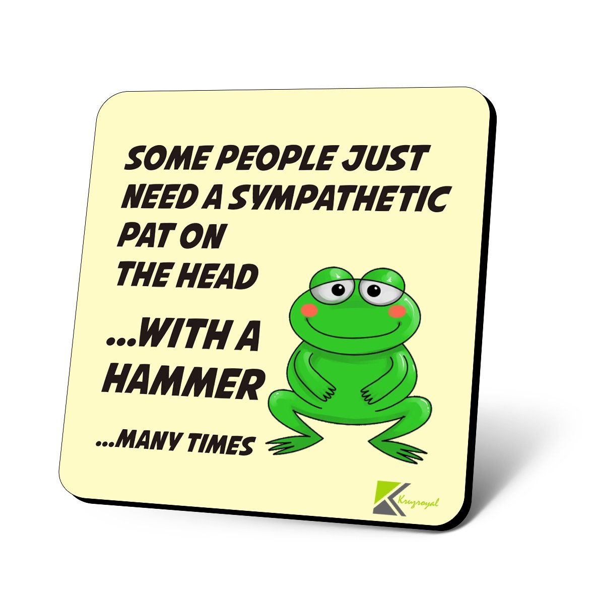 CS819 Some People just Need a Sympathetic pat on The Head... with a Hammer... Many Times Novelty Funny Coffee Tea Drink Gift Glossy MDF Wooden Coaster
