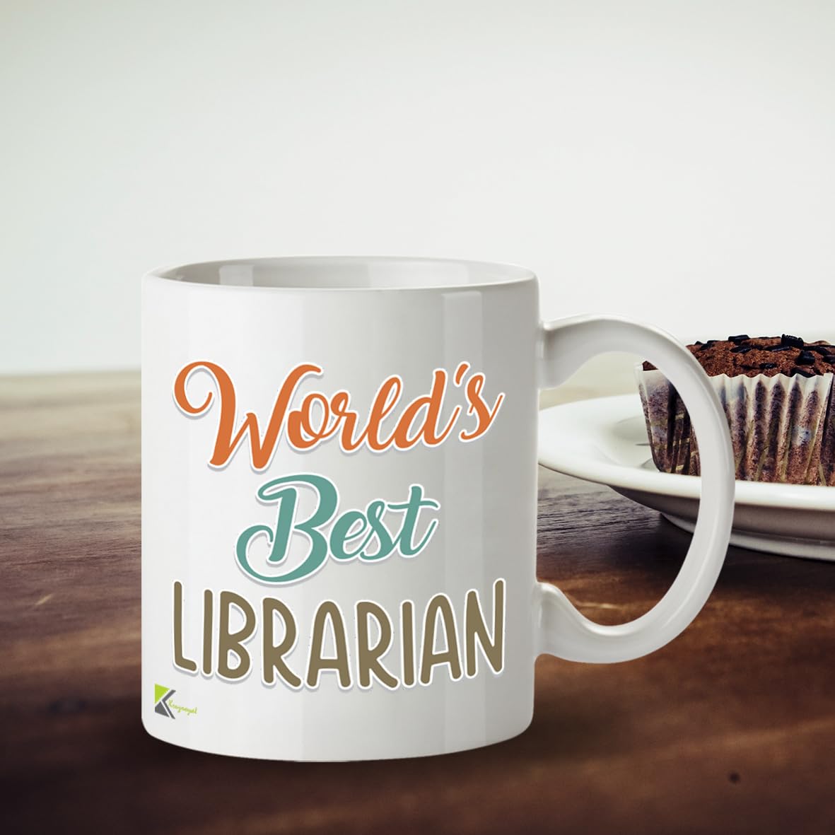 Kruzroyal DZ854 World's Best Librarian Mug 11oz - White Ceramic Cup for Book Lover, Library Assistant - Ideal Birthday, Thank You, Retirement Present