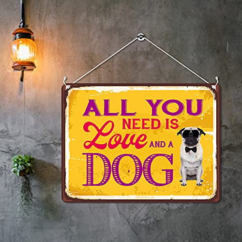 Kruzroyal MP078 All you need is love and a dog Funny Novelty Retro Vintage Metal Wall Sign Plaque 20cm x 15cm