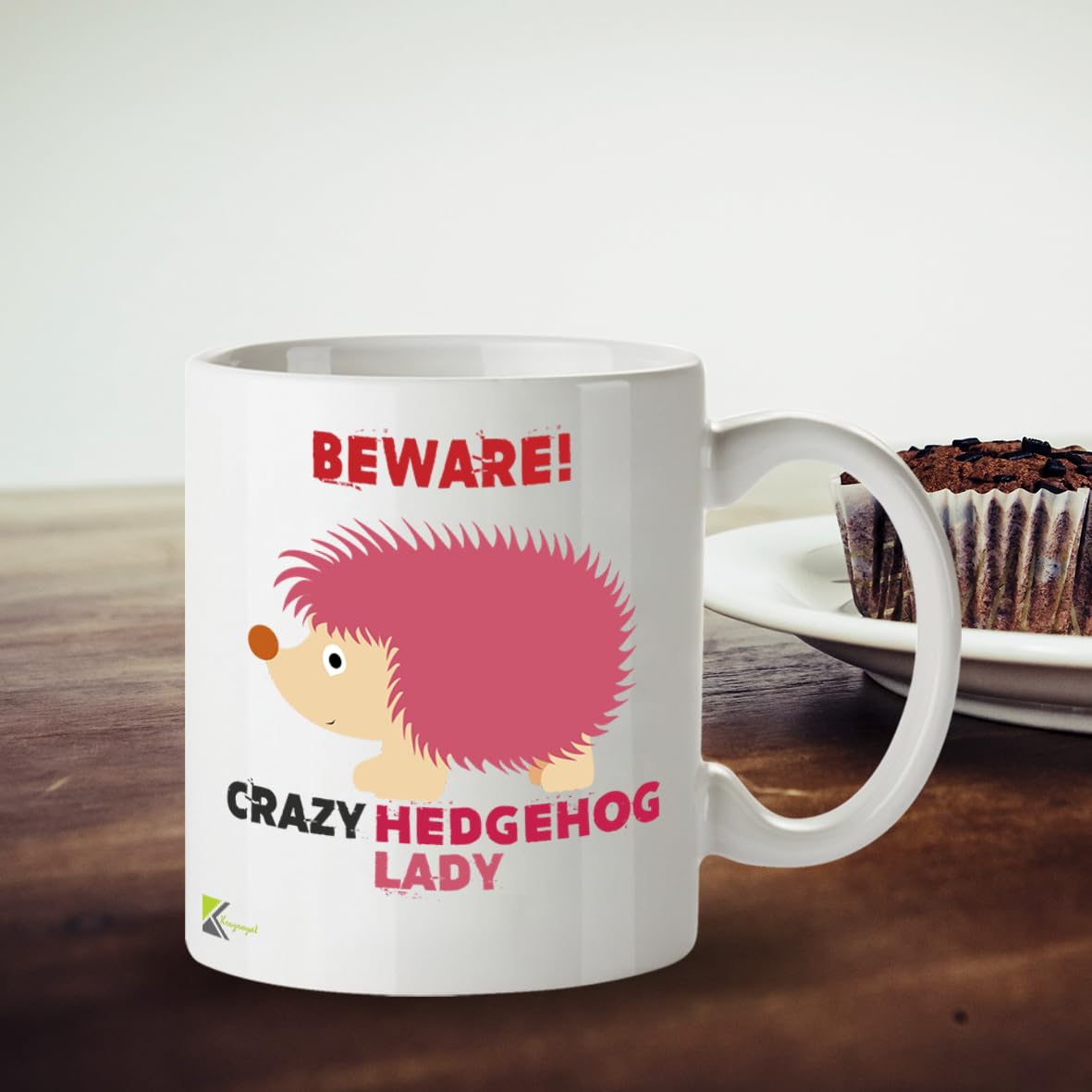 Kruzroyal Crazy Hedgehog Lady Mug Funny Novelty Great Gift Idea Coffee Tea Cup, Gift for Women, Animal Lover