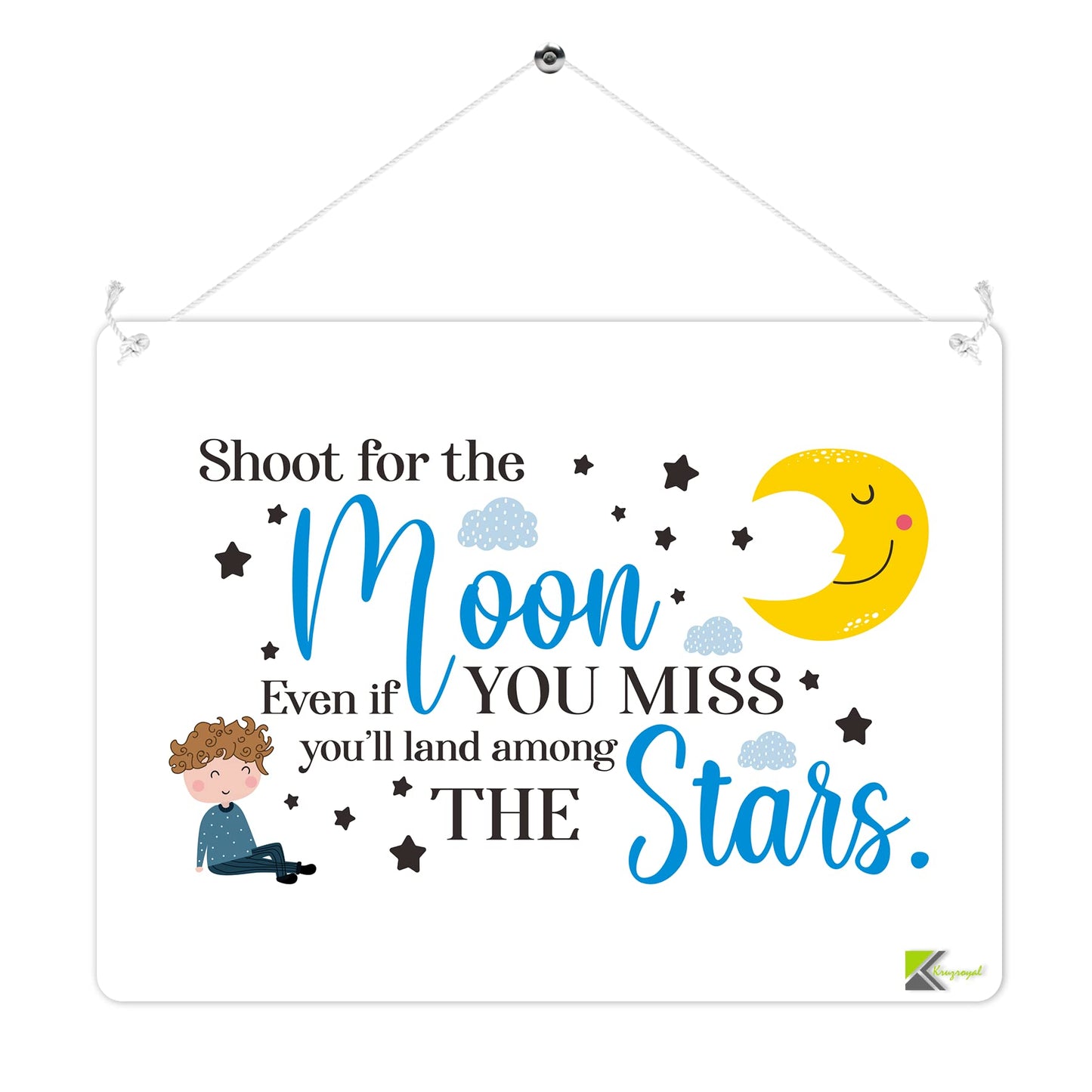 MP244 Shoot for the moon even if you miss you'll land among the stars Funny Novelty Retro Vintage Metal Wall Sign Plaque 20cm x 15cm