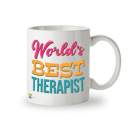 Kruzroyal DZ844 World's Best Therapist Mug 11oz - White Ceramic Cup for Counsellor, Psychologist - Ideal Birthday, Thank You or Leaving Present