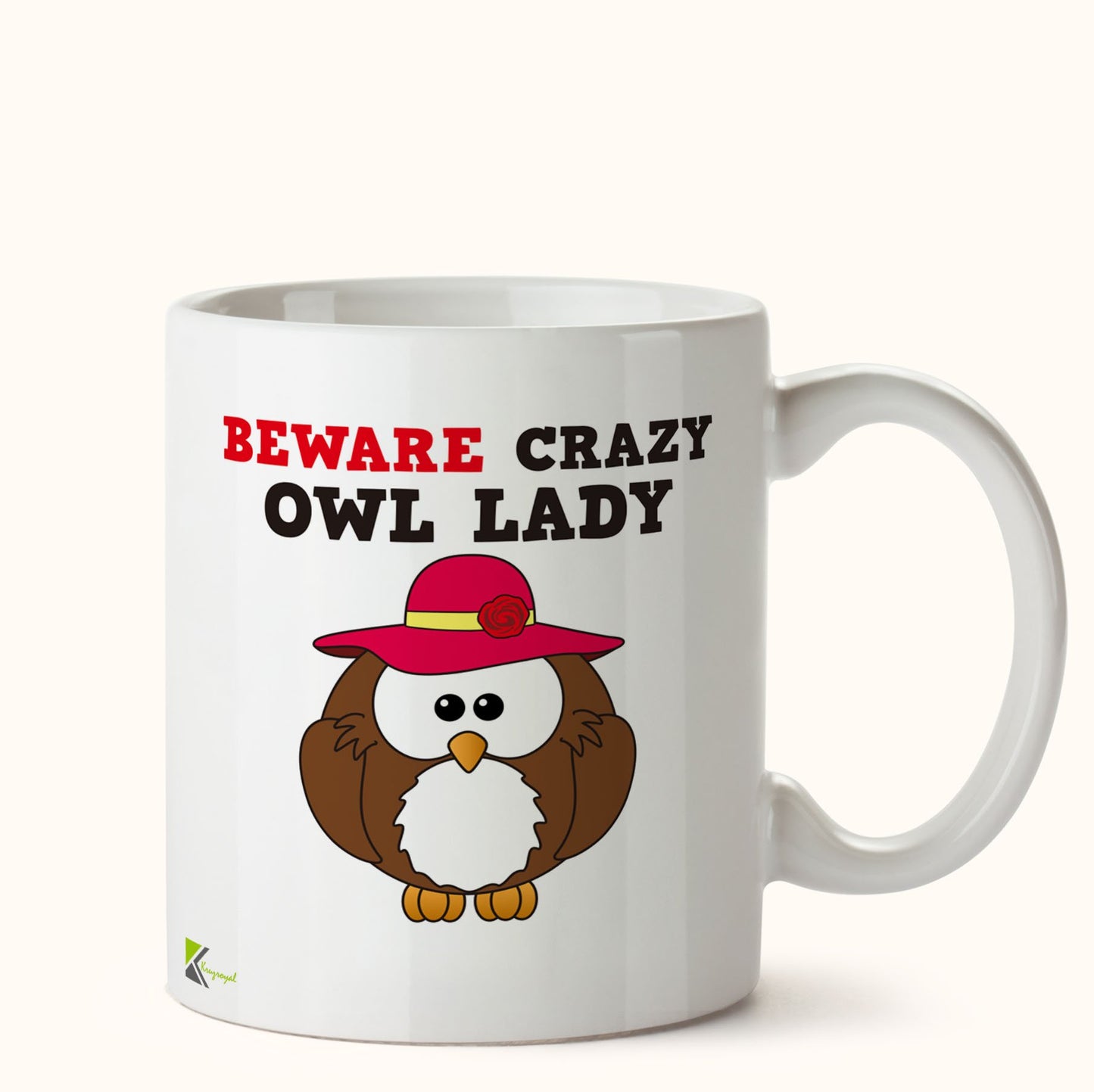 Kruzroyal DZ432 Beware Crazy OWL Lady Funny Novelty Great Gift Idea Coffee Tea Mug