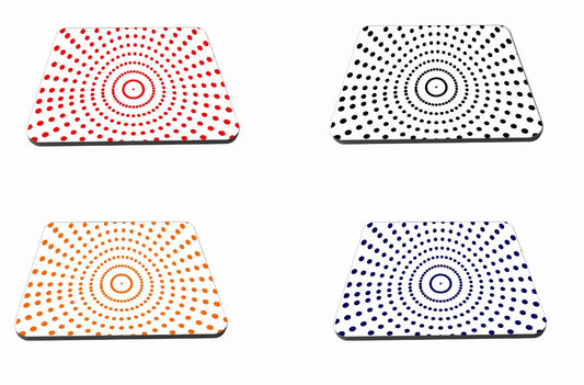 4 x Polka Design Dots Novelty Glossy Wooden Coaster (Black, Blue, Red, Orange)