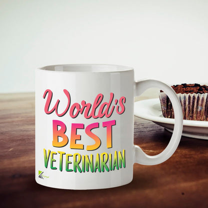 Kruzroyal DZ861 World's Best Veterinarian Mug 11oz - White Ceramic Cup for Vet, Vet Nurse, Surgeon - Thank You, Graduation, Birthday Present