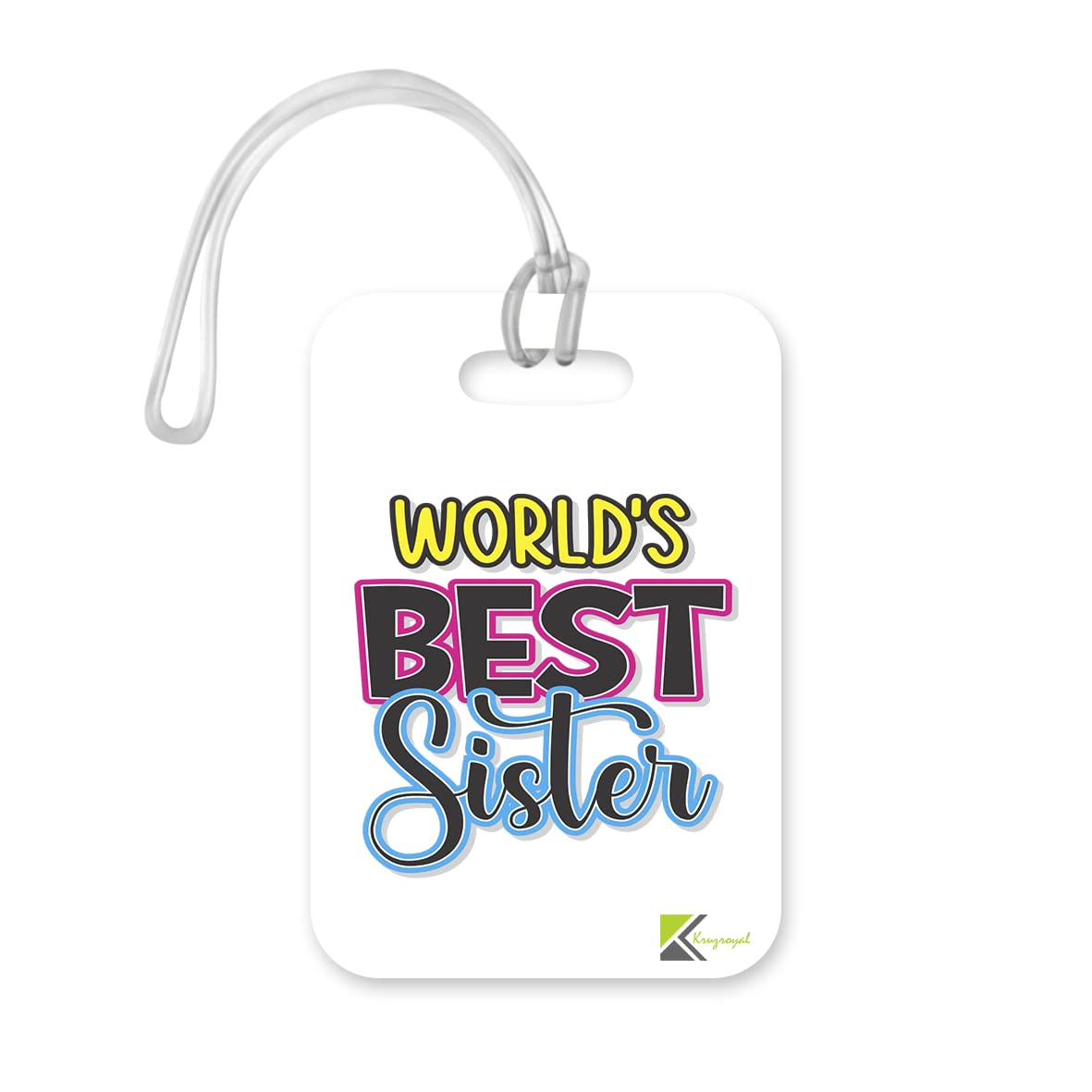 LT415 World's Best Sister Novelty Funny Unique Designer Gift, Suitcase, Glossy Plastic Luggage Tag for Sister