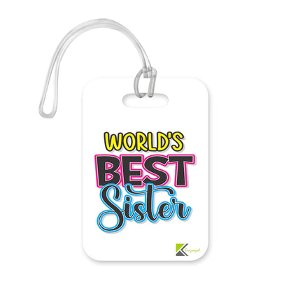 LT415 World's Best Sister Novelty Funny Unique Designer Gift, Suitcase, Glossy Plastic Luggage Tag for Sister