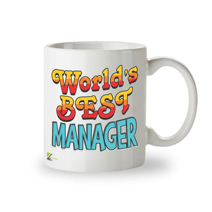 Kruzroyal DZ838 World's Best Manager Mug 11oz - White Ceramic Coffee & Tea Cup for Boss, Leader, Mentor - Ideal Birthday, Leaving or Thank You Present