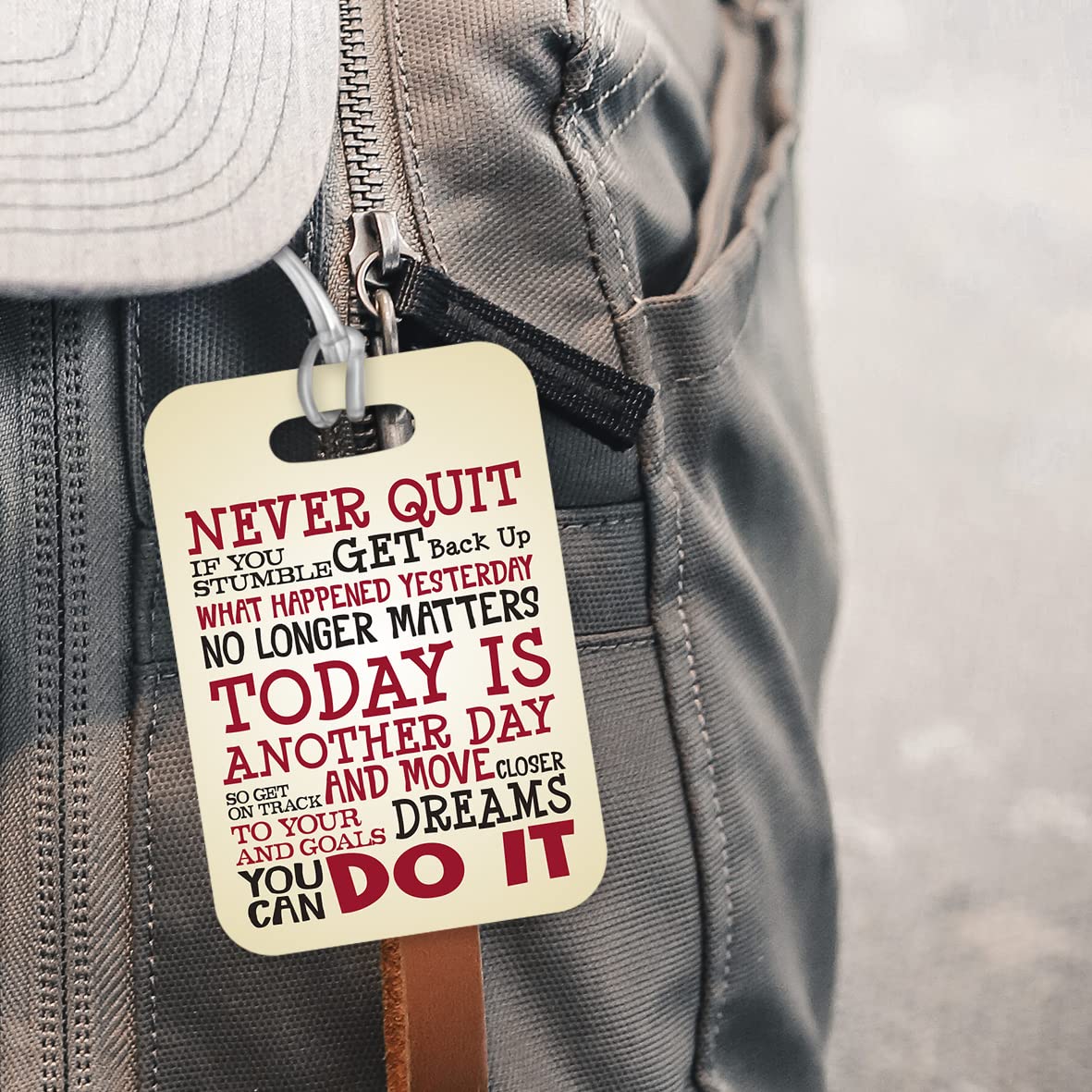 LT195 Never Quit/Today is Another Day/You Can Do It Novelty Funny Unique Designer Gift Glossy Plastic Suitcase Luggage Tag