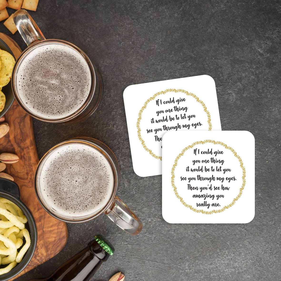 CS473 If i Could give You one Thing it Would be to let You See You Through My Eyes, Then You'd See How Amazing You Really are Novelty Funny Coffee Tea Drink Gift Glossy MDF Wooden Coaster