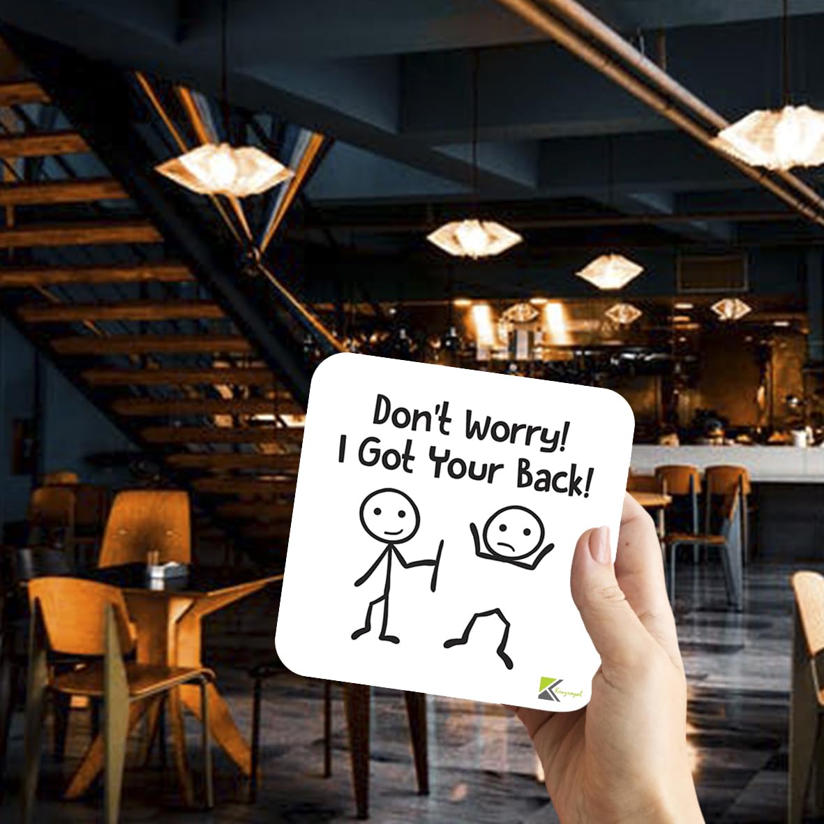 CS373 Don't Worry! i got Your Back! Novelty Funny Coffee Tea Drink Gift Glossy MDF Wooden Coaster