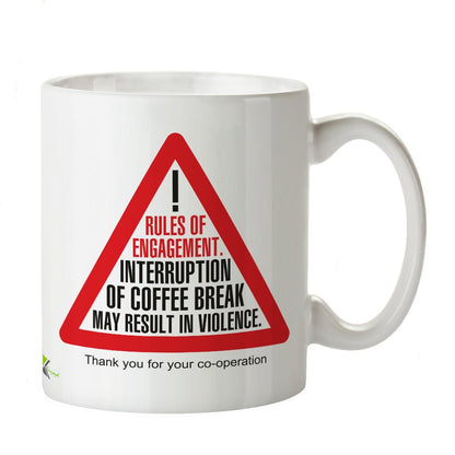Kruzroyal DZ322 Rules of Engagement, Interruption of Coffee Break May Result in Violence. Thank You for Your co-Operation Funny Novelty Great Gift Idea Coffee Tea Mug