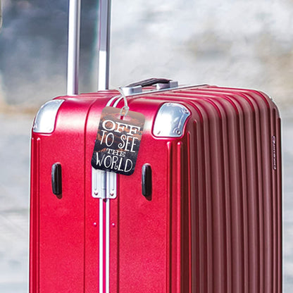 LT166 Off to See The World Novelty Funny Unique Designer Gift Glossy Plastic Suitcase Luggage Tag