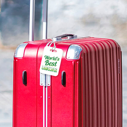 LT432 World's Best Landscaper Novelty Funny Unique Designer Gift, Suitcase, Glossy Plastic Luggage Tag for Landscaper