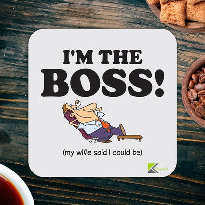 CS161 I'm The BOSS! (My Wife Said i Could be) Novelty Funny Coffee Tea Drink Gift Glossy MDF Wooden Coaster
