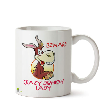 Kruzroyal Donkey Mug - Beware Crazy Donkey Lady Funny Novelty Gift Idea Coffee Tea Cup - Unique Gift for Donkey Lovers
