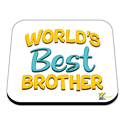 WB016 World's Best Brother MDF Wooden Coaster by Kruzroyal | Gift for Brother| Unique Novelty Present | 9cm x 9cm | Coffee Tea MDF Wooden Coaster