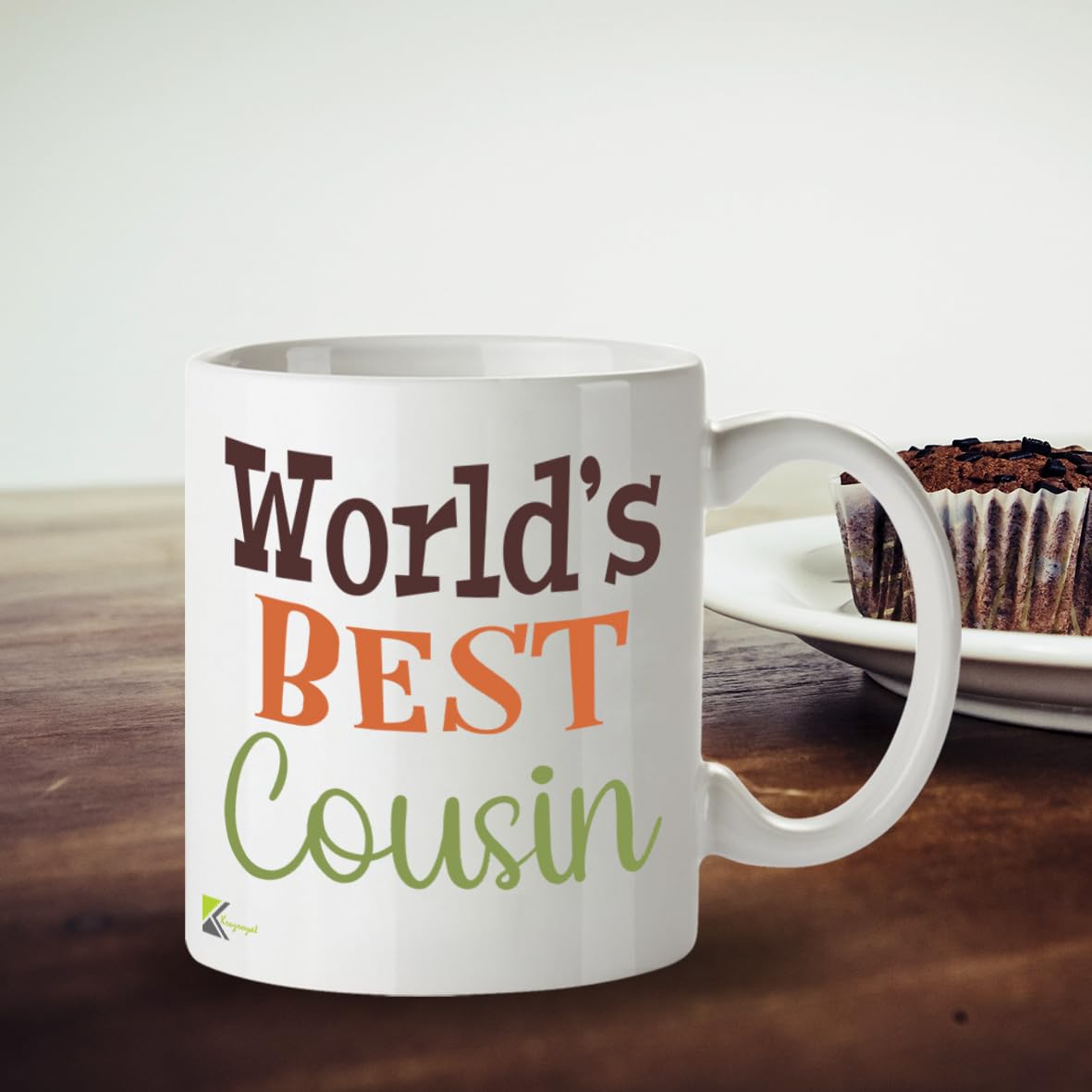 Kruzroyal DZ842 World's Best Cousin Mug 11oz - White Ceramic Coffee & Tea Cup - Ideal Birthday, Friendship Present for Him or Her