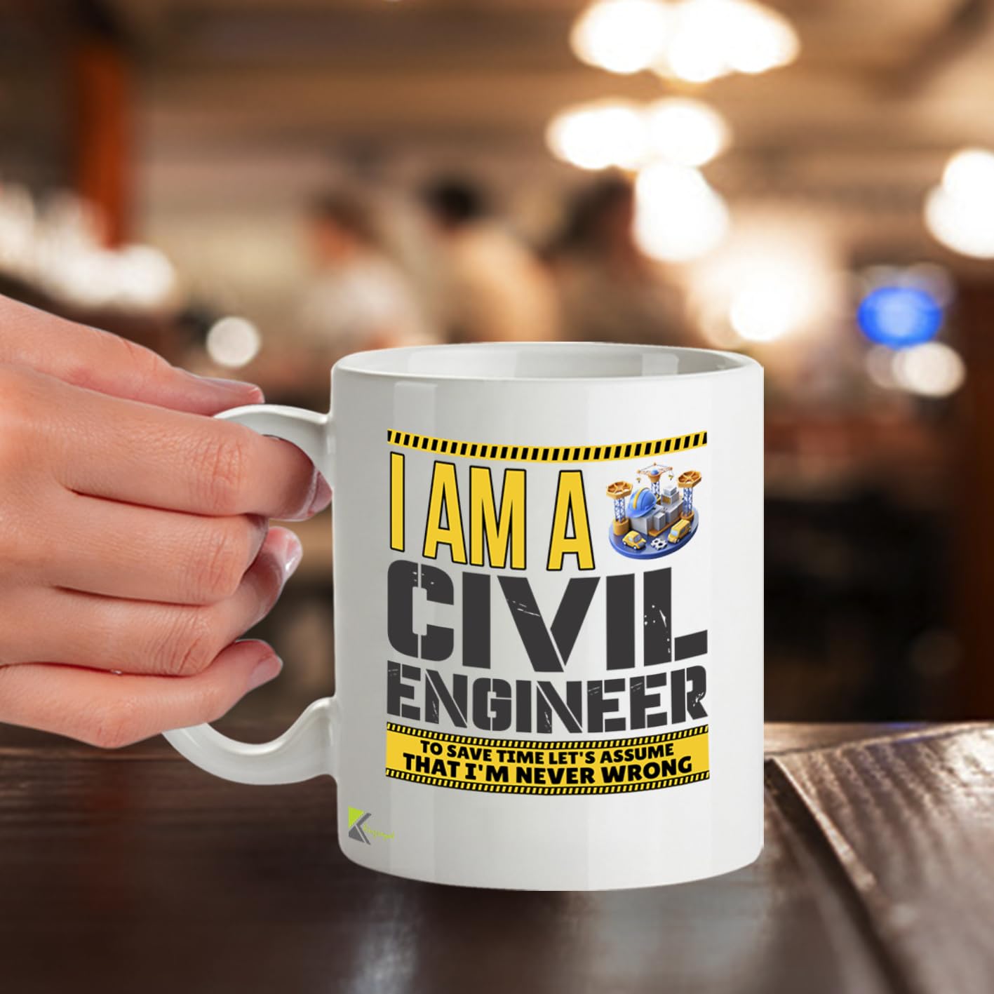 Kruzroyal DZ946 I Am A Civil Engineer, Let's Assume I'm Never Wrong 11oz White Ceramic Coffee Mug - Funny Sarcastic Engineering Gift for Civil Engineers & Students, Graduation Present
