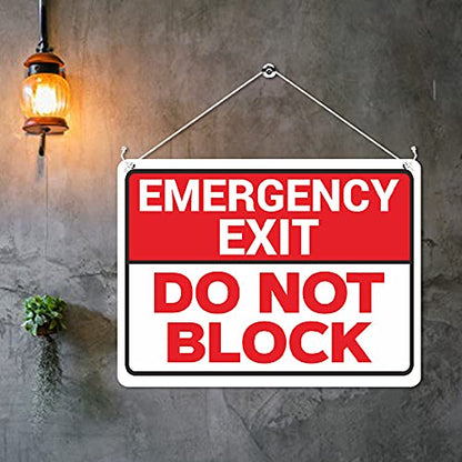 Kruzroyal MP459 Emergency Exit : Do not block Funny Novelty Retro Vintage Metal Wall Sign Plaque 20cm x 15cm