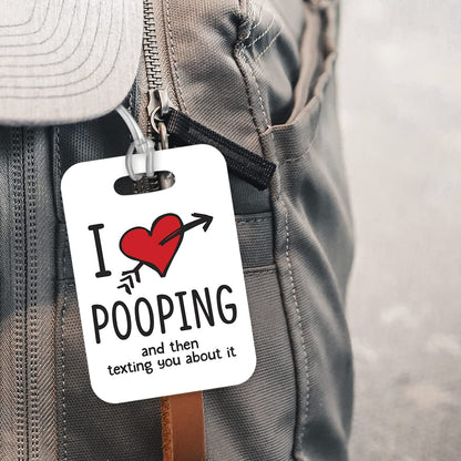 LT142 I Love Pooping and Then Texting You About It Novelty Funny Unique Designer Gift Glossy Plastic Suitcase Luggage Tag