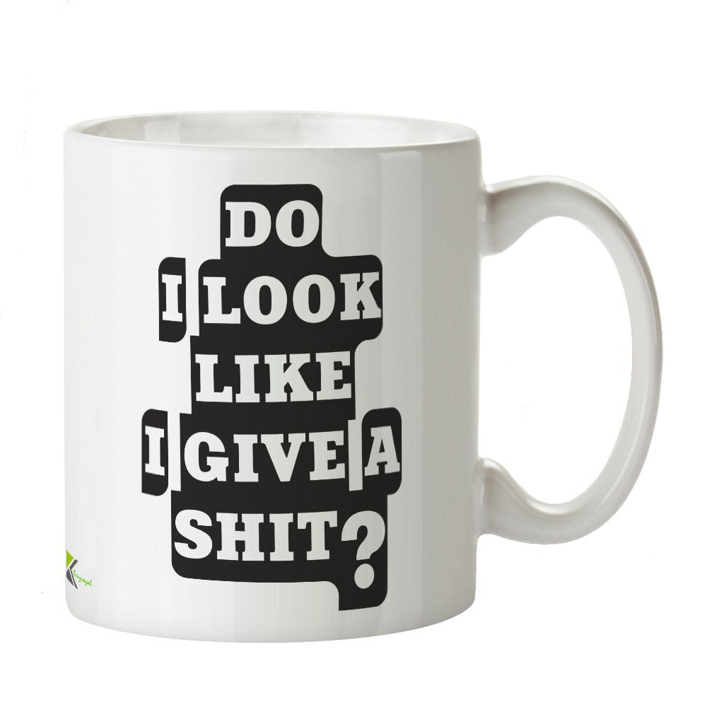 Kruzroyal Sarcastic Office Mug, Do I Look Like I Give A Sh*t Design, Funny Novelty Gag Gift for Coworker or Boss, White Ceramic Coffee Cup, 11 oz