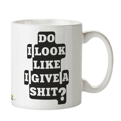 Kruzroyal Sarcastic Office Mug, Do I Look Like I Give A Sh*t Design, Funny Novelty Gag Gift for Coworker or Boss, White Ceramic Coffee Cup, 11 oz