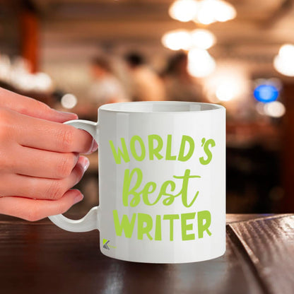 Kruzroyal DZ821 World's Best Writer Mug 11oz - White Ceramic Coffee & Tea Cup for Authors, Novelists - Unique Gift for Him or Her