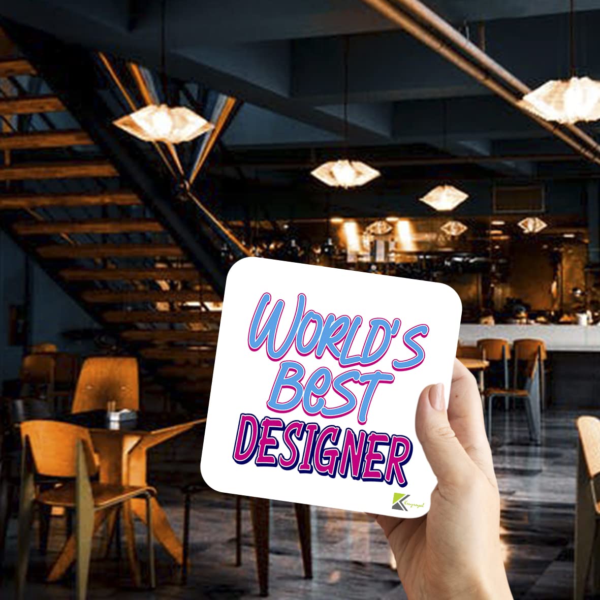 WB069 World's Best Designer MDF Wooden Coaster by Kruzroyal | Gift for Designer | Unique Novelty Present | 9cm x 9cm | Coffee Tea MDF Wooden Coaster