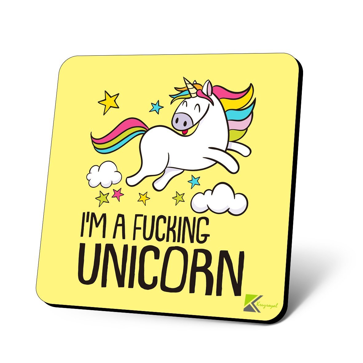 CS1051 I'm a FUC*ing Unicorn Novelty Funny Coffee Tea Drink Christmas Gift Glossy MDF Wooden Coaster