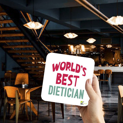 WB082 World's Best Dietician MDF Wooden Coaster by Kruzroyal | Gift for Dietician | Unique Novelty Present | 9cm x 9cm | Coffee Tea MDF Wooden Coaster