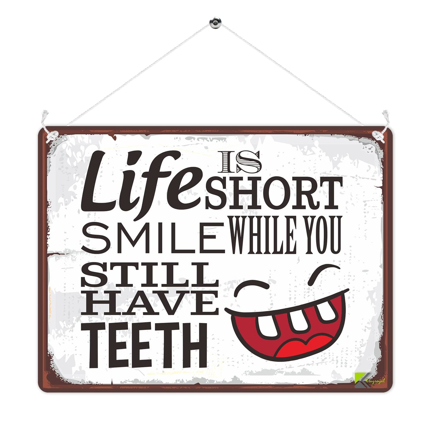 MP272 Life is short smile while you still have teeth Funny Novelty Retro Vintage Metal Wall Sign Plaque 20cm x 15cm