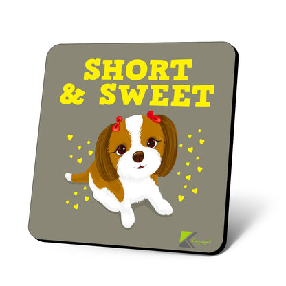 CS638 Short & Sweet Novelty Funny Coffee Tea Drink Gift Glossy MDF Wooden Coaster