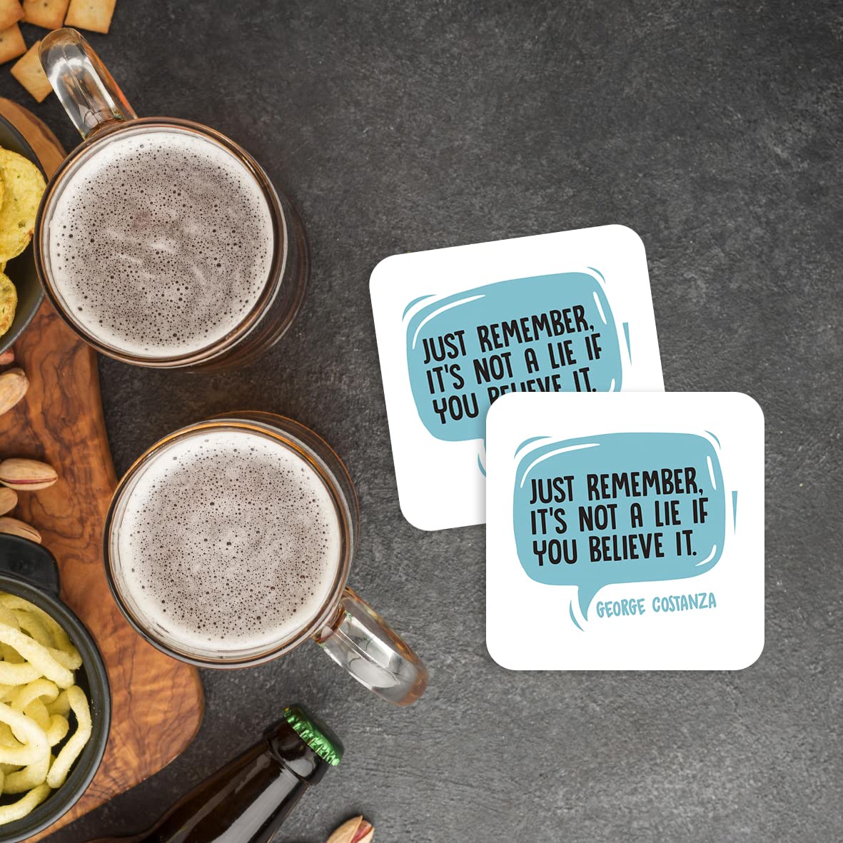 CS522 Just remember. It's not a lie if you believe it. Novelty Funny Coffee Tea Drink Gift Glossy MDF Wooden Coaster