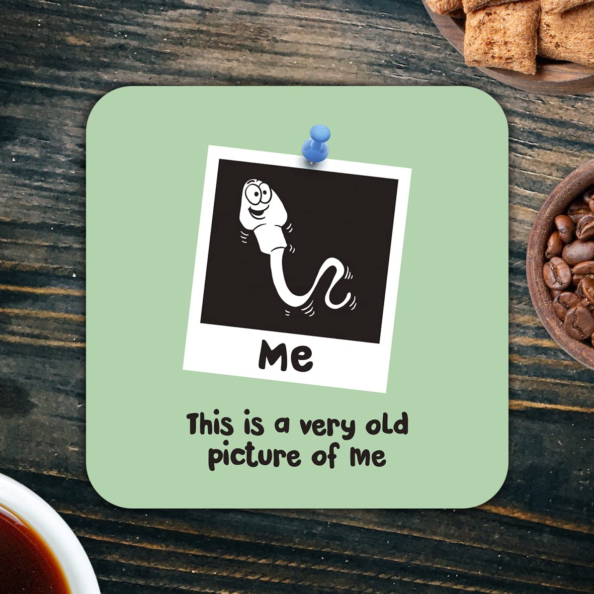 CS662 Me (Sperm) This is a Very Old Picture of me Novelty Funny Coffee Tea Drink Gift Glossy MDF Wooden Coaster
