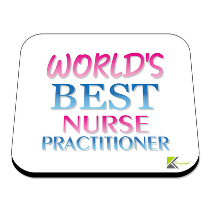 WB089 World's Best Nurse Practitioner MDF Wooden Coaster by Kruzroyal | Gift for Nurse Practitioner | Unique Novelty Present | 9cm x 9cm | Coffee Tea MDF Wooden Coaster