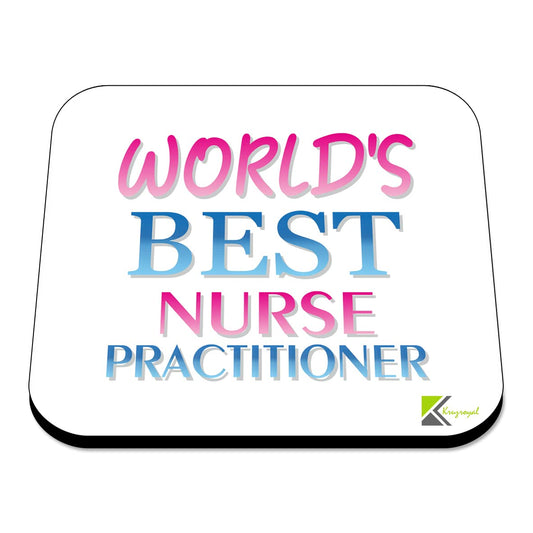 WB089 World's Best Nurse Practitioner MDF Wooden Coaster by Kruzroyal | Gift for Nurse Practitioner | Unique Novelty Present | 9cm x 9cm | Coffee Tea MDF Wooden Coaster